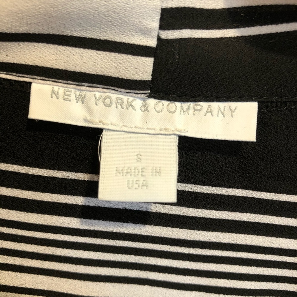 New York & Company Black and White Striped Blouse - Picture 5 of 7